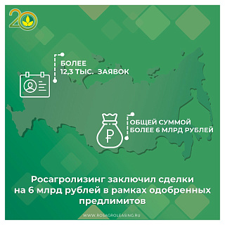 Росагролизинг подвел итоги 6 месяцев использования предлимитов на клиентов. Результат – сделки на 6 млрд руб.